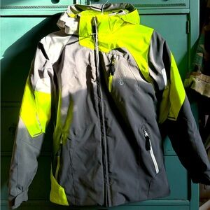 Kids Gray and Neon Yellow Spyder Ski Jacket